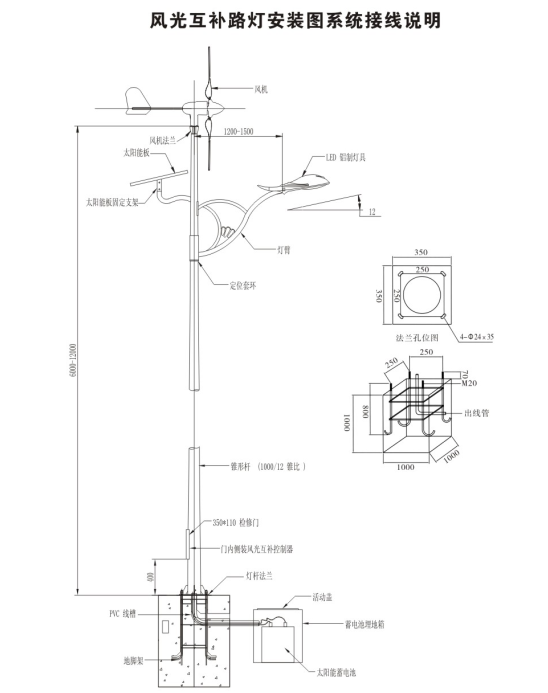 led風光互補太陽能路燈安裝圖